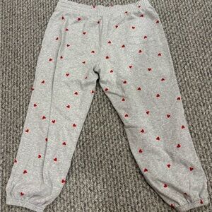 Chic Women's Gray Joggers with Red Heart Design